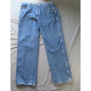 Wrangler Men 36x30 100% Cotton Jeans Blue Classic Fit Regular Leg Denim